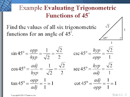 We can now find the values of the six trigonometric functions with x = −4, y = 3, and r = 5 as, radian measure we have not specifically discussed the angle θ yet, but it can be measured in degrees or in radians. 4 2 Trigonometric Functions Of Acute Angles Copyright