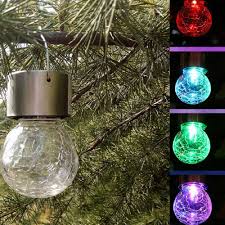 2pcs Glickering Candle Yard Garden Solar Led Light Crackle Glass Outdoor Pathway