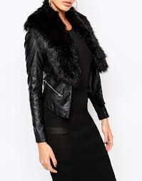 River Island Leather Look Jacket With Faux Fur Collar At Asos Com Leather Look Jackets Faux Fur Collar Jackets