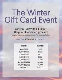 Earn up to a $600 gift card on your regular order of $250+ and get double the gift card value with apparel and shoe or handbag order. Available Online And In Store In Store Offer Is December 16 2020 December 20 2020 See Sales Associate For Store Details Online Promotional Gift Card Details When Can I Use Use Code Bgwinter Online At Checkout Before 12 20 20 At 10 00 Pm Ct