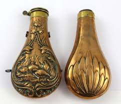 Rare antique powder flask, 18th century russian silver plated powder flask. Antiques Collectors Items Online Commission Bids Only Adam Partridge