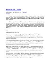 It's like a cover letter; Free Sample Of Contoh Motivation Letter Template Motivation Letter