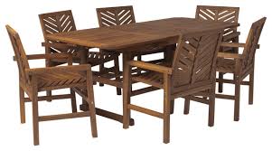 Patio dining sets 7 piece. 7 Piece Extendable Outdoor Patio Dining Set Transitional Outdoor Dining Sets By Walker Edison Houzz