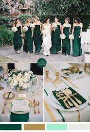 Emerald Green And Gold Fall Wedding Color Ideas And Bridesmaid Dresses Trends Wedding Color Trends Fall Wedding Colors Wedding Colors