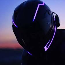 Black And Purple Motorcycle Helmet Night Safety Motorcycle Helmet Led Stripe Motorcycle Helmets Helmet Light Motorbike Helmet