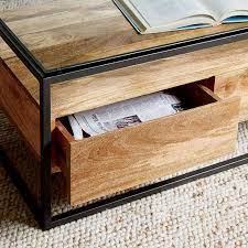 Roundhill furniture espresso leather storage coffee table. Box Frame Storage Coffee Table West Elm United Kingdom