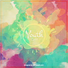 Indoor portrait of glad international students fooling around for photo and laughing. Free Vector Colorful Background Of Youth Day