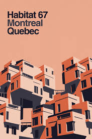 Habitat 67 Retro Poster Retro Poster Building Illustration Architecture Illustration
