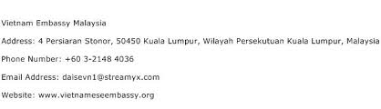 Vietnam embassy in malaysia is an office of communication between vietnam government and malaysia. Vietnam Embassy Malaysia Address Contact Number Of Vietnam Embassy Malaysia