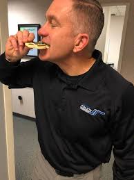 Thanks to the Pittman family for the cookies! We appreciate the continued  support! Here's Chief Rush enjoying one of the cookies!