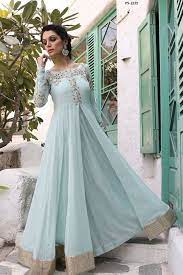 Traditional Fashion Wedding Suit Powder Blue Anarkali Dress Plus Size Ps 2221 Ethnicdresses Anarkali Indian Gowns Indian Dresses Anarkali Dress