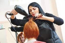 Hairdresser At Work Drying Hair Hairdresser Drying Hair With Blow Dryer Of Wom Affiliate Hair Dryi Business Hairstyles Aussie Hair Products Hair Salon
