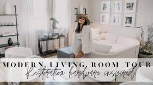 Restoration hardware distressed wool rug in silver. Modern Living Room Tour I Restoration Hardware Inspired Youtube