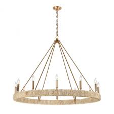 Abaca 12 Light Chandelier In Satin Brass 32417 12 Lbu Lighting