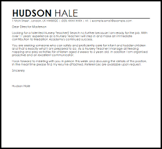 Back to cover letter samples. Nursery Teacher Cover Letter Sample Cover Letter Templates Examples