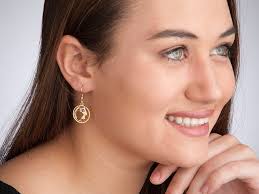 Nefertiti Coin Earrings: 14K Gold & Rhodium Plated, Hand Cut