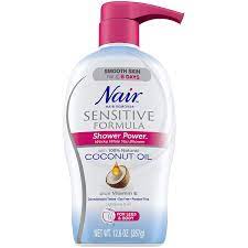 Amazon Com Nair Hair Remover Sensitive Formula Shower Power With Coconut Oil And Vitamin E 12 6oz Beauty