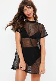 Missguided Black Oversized Fishnet Tshirt Dress Beyonce Concert Top Cochella Outfits Women Dress Online Festival Outfits