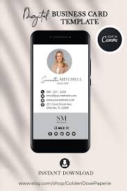 Include name, title, phone numbers, address, social icons and much more. Digital Business Card Canva Template Real Estate Business Etsy In 2021 Digital Business Card Realtor Business Cards Marketing Business Card