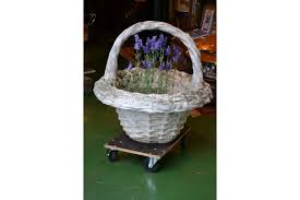 Australian planter, etched aboriginal motif with concrete water holder, painted concrete on painted metal frame, australia, c 1950s, 53 cm high, 31 cm wide, 26 cm. Vintage Concrete Garden Planter Basket With Handle Retro Station