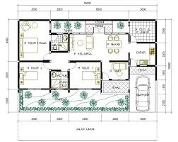 Rumah minimalis 1 lantai 3 kamar tidur dengan area outdoor. Gambar Denah Rumah 3 Kamar Tidur 1 Lantai Ada Garasi Minimalis Si Untung