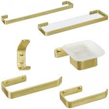 Kit De Acessorios Para Banheiro Miro Dourado Acessorios Para Banheiro Banheiro Porta Toalha De Banho
