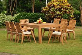 Outdoor Living Teakstation 8 Seater Grade A Teak Wood 9 Pc Dining Set 82 Canberra Rectangle Table And 8 Pa Patio Chairs Rectangle Table Outdoor Furniture Sets