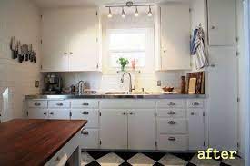 Interest in metal kitchen cabinets is growing: Before After An Updated 1940 S Kitchen Diy Countertops Kitchen Remodel Small Small Kitchen Renovations