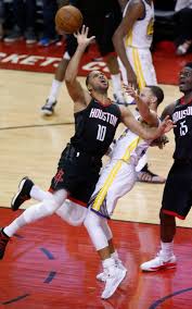 Houston Rockets Eric Gordon 10 Tries To Get A Shot Off Against Golden State Warriors Stephen Curry 30 In The Fourth Nba Finals Nba Western Conference Nba