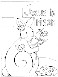 Spring lillies on cross coloring page. Religious Easter Coloring Pages For Children Free Printable