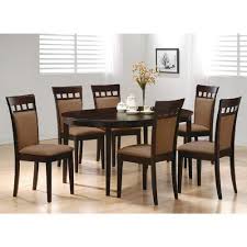 The pedestal collection, including the saarinen dining table, was the result of eero saarinen addressing the unrestful world underneath chairs modern comfort that works. 7pc Contemporary Cappuccino Finish Solid Wood Dining Table Chairs Set Oval Buy Online In United Arab Emirates At Desertcart Ae Productid 2451628