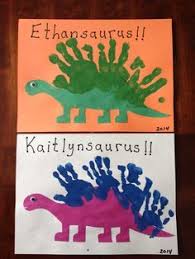 Handprint Dinosaurs Daycare Crafts Dinosaur Activities Classroom Crafts