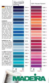 Maderia Rayon 40 Machine Embroidery Thread Colour Chart