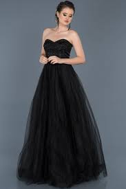 Siyah Straplez Prenses Abiye Abu574 Siyah Abiye Resmi Elbise The Dress