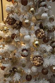 Vintage Inspired Gold Ornaments In A Faux White Tree Gold Christmas Tree White Christmas Trees White Xmas Tree