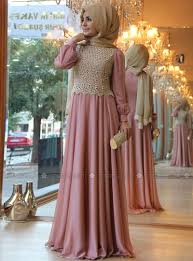 Dantelli Sifon Abiye Pudra Pinar Sems Muslim Evening Dresses Hijab Fashion