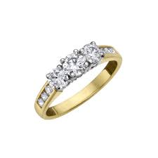 Free delivery and returns on ebay plus items for plus members. 18ct Yellow Gold Three Stone Diamond Ring With Diamond Shoulders Jewellery From Adams Jewellers Limited Uk