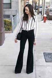 Black And White Costume Ideas 50 Cute New Ways To Wear Black And White Black Flared Pants Outfit Flare Jeans Outfit Black Flare Pants