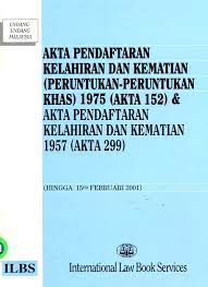 Akta syiling (import dan eksport) 1957. Maklumat Buku Tajuk Buku Akta Pendaftaran Kelahiran Dan Kematian Peruntukan Peruntukan Khas 1975 Akta 152 Akta Pendaftaran Kelahiran Dan Kematian 1957 Akta 299 Hingga 15hb Februari 2001 Nama Penulis Nama Penerbit