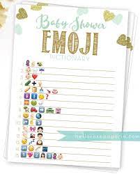 Baby Shower Emoji Pictionary Game And Answers Mint And Gold Etsy Twins Baby Shower Baby Sprinkle Babyshower Games For Girls