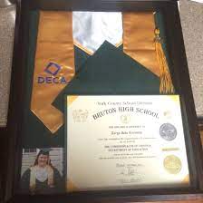 High School Graduation Cap And Gown In Shadow Box Shadow Box Graduation High School Graduation Cap High School Letter Ideas