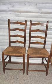 Antique Pair Ladder Back Chairs With Rush Woven Seats Shaker Style Farmhouse C Late 1800 S Early 1900 S Ver Ladder Back Chairs Shaker Style Antique Chairs