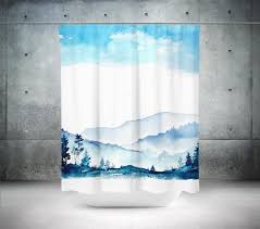 Scenic Shower Curtain Blue Shower Curtains Blue Bathroom Decor Shower Curtain