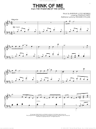 These free opera sheet music titles can best be categorized as easy piano. Webber Think Of Me From The Phantom Of The Opera Intermediate Sheet Music For Piano Solo