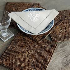 Vendome placemat, square, gold leaf finish, set of 4. Square 4 Set Rattan Placemats Oka