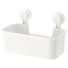 Tisken Basket With Suction Cup White Ikea Two shelves, along with additional hooks, make the immeln shower caddy ($15) ideal for any small bathroom.