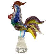 Vintage murano art glass rooster or pheasant, multicolored , hand blown , italy. Vintage Art Glass Rooster Figurine Murano Icet Vintage Art Glass Glass Art Murano Glass Birds