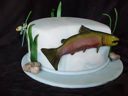 Salmon Birthday Cake For Salmon Gumpaste Dragonfly And Salmon Fish Cake Salmon Cakes Salmon