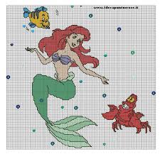 When you want to mark off a stitch, just put your cursor on that stitch. Schema Ariel Punto Croce Mermaid Cross Stitch Cross Stitch Family Cross Stitch For Kids