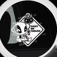 Baby On Board Sign Black And White Product Description Show Off Your Baby With This Adorkable Baby Deadpool Color White Black Yellow Car Decals Vinyl Car Decals Deadpool Stickers